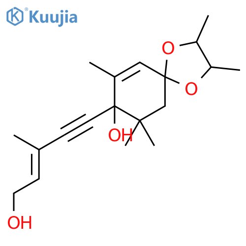 1,4-Dioxaspiro[4.5]dec-6-en-8-ol, 8-[(3Z)-5-hydroxy-3-methyl-3-penten-1-yn-1-yl]-2,3,7,9,9-pentamethyl-, (2S,3S,8S)- structure