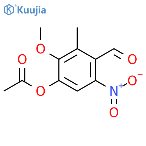 Benzaldehyde, 4-(acetyloxy)-3-methoxy-2-methyl-6-nitro- structure
