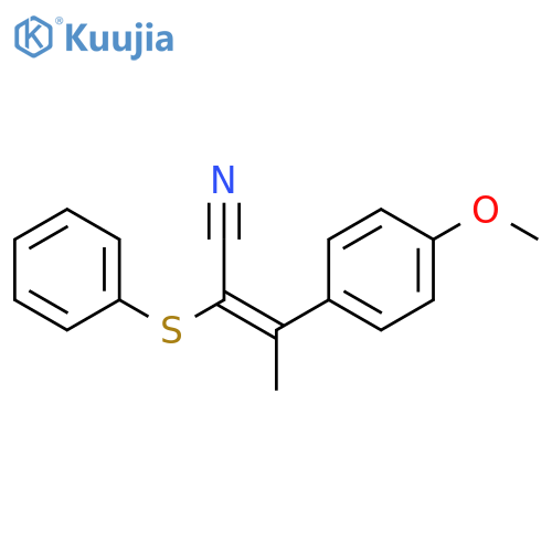 2-Butenenitrile, 3-(4-methoxyphenyl)-2-(phenylthio)-, (E)- structure