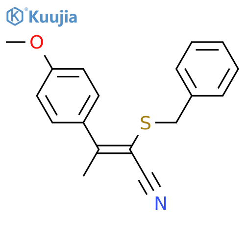 2-Butenenitrile, 3-(4-methoxyphenyl)-2-[(phenylmethyl)thio]-, (E)- structure