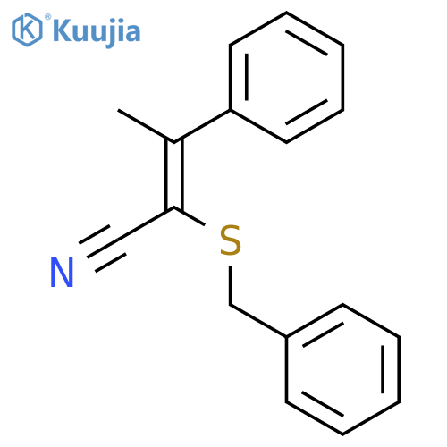 2-Butenenitrile, 3-phenyl-2-[(phenylmethyl)thio]-, (E)- structure