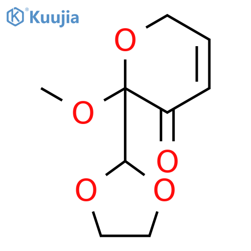 2H-Pyran-3(6H)-one, 2-(1,3-dioxolan-2-yl)-2-methoxy-, (±)- structure