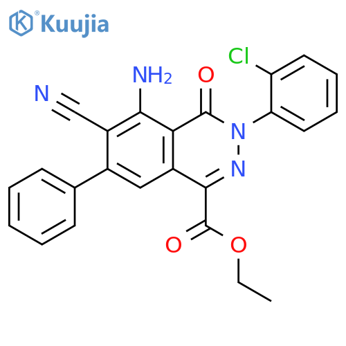 1-Phthalazinecarboxylic acid, 5-amino-3-(2-chlorophenyl)-6-cyano-3,4-dihydro-4-oxo-7-phenyl-, ethyl ester structure