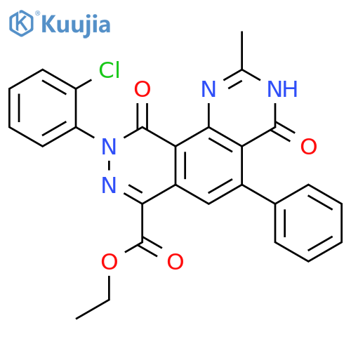Pyridazino[4,5-h]quinazoline-7-carboxylic acid,9-(2-chlorophenyl)-1,4,9,10-tetrahydro-2-methyl-4,10-dioxo-5-phenyl-,ethyl ester structure