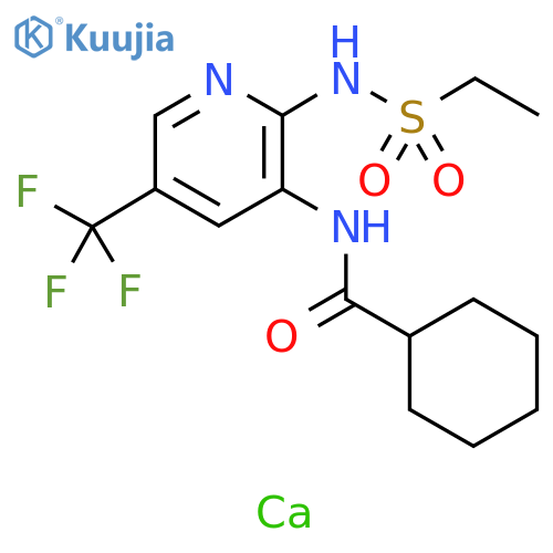 Cyclohexanecarboxamide, N-[2-[(ethylsulfonyl)amino]-5-(trifluoromethyl)-3-pyridinyl]-, calcium salt (2:1) structure