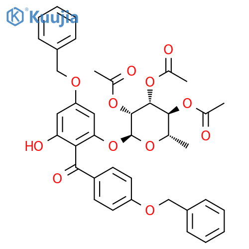 [2-Hydroxy-4-(phenylmethoxy)-6-[(2,3,4-tri-O-acetyl-6-deoxy-α-L-mannopyranosyl)oxy]phenyl][4-(phenylmethoxy)phenyl]methanone structure