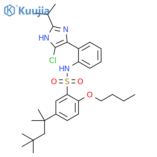 Benzenesulfonamide,2-butoxy-N-[2-[5-chloro-2-(1-methylethyl)-1H-imidazol-4-yl]phenyl]-5-(1,1,3,3-tetramethylbutyl)- structure