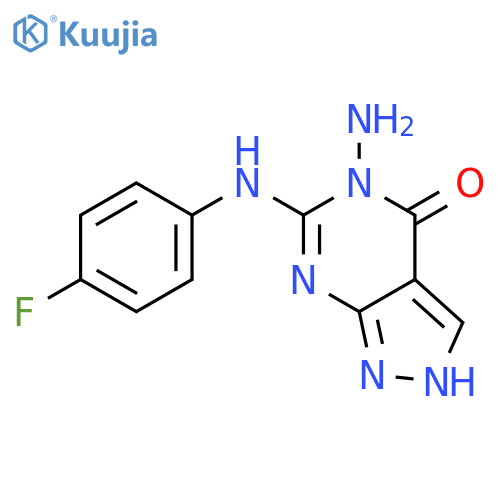 4H-Pyrazolo[3,4-d]pyrimidin-4-one,5-amino-6-[(4-fluorophenyl)amino]-1,5-dihydro- structure