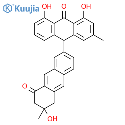 [2,9'-Bianthracene]-8,10'(5H,9'H)-dione,6,7-dihydro-4',5',6-trihydroxy-2',6-dimethyl- structure