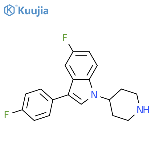 1H-Indole, 5-fluoro-3-(4-fluorophenyl)-1-(4-piperidinyl)- structure