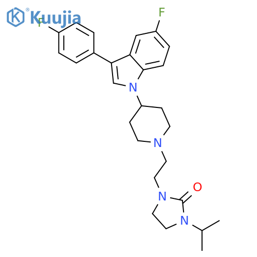 2-Imidazolidinone,1-[2-[4-[5-fluoro-3-(4-fluorophenyl)-1H-indol-1-yl]-1-piperidinyl]ethyl]-3-(1-methylethyl)- structure