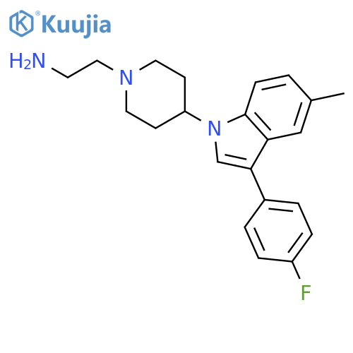 1-Piperidineethanamine, 4-[3-(4-fluorophenyl)-5-methyl-1H-indol-1-yl]- structure