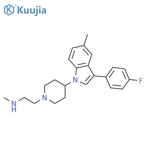 1-PIPERIDINEETHANAMINE, 4-[3-(4-FLUOROPHENYL)-5-METHYL-1H-INDOL-1-YL]-N-METHYL- structure