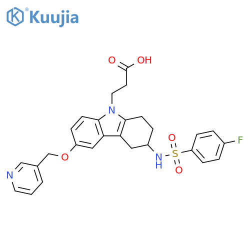 9H-Carbazole-9-propanoic acid,3-[[(4-fluorophenyl)sulfonyl]amino]-1,2,3,4-tetrahydro-6-(3-pyridinylmethoxy)- structure
