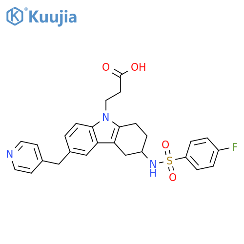 9H-Carbazole-9-propanoic acid,3-[[(4-fluorophenyl)sulfonyl]amino]-1,2,3,4-tetrahydro-6-(4-pyridinylmethyl)- structure