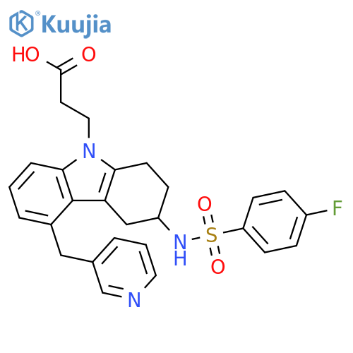 9H-Carbazole-9-propanoic acid,3-[[(4-fluorophenyl)sulfonyl]amino]-1,2,3,4-tetrahydro-5-(3-pyridinylmethyl)- structure
