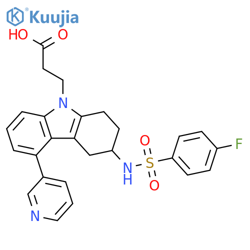 9H-Carbazole-9-propanoic acid,3-[[(4-fluorophenyl)sulfonyl]amino]-1,2,3,4-tetrahydro-5-(3-pyridinyl)- structure