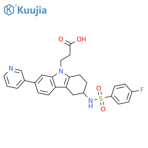 9H-Carbazole-9-propanoic acid,3-[[(4-fluorophenyl)sulfonyl]amino]-1,2,3,4-tetrahydro-7-(3-pyridinyl)- structure