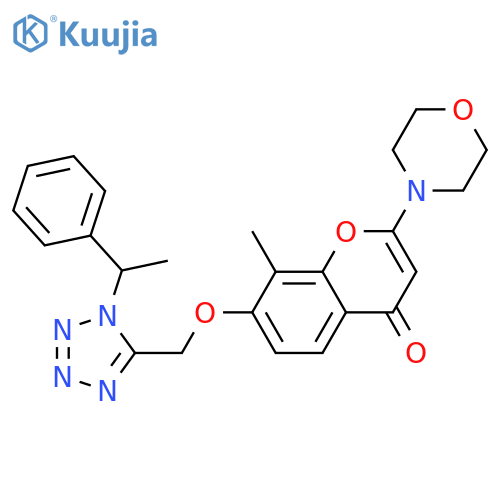 4H-1-Benzopyran-4-one,8-methyl-2-(4-morpholinyl)-7-[[1-(1-phenylethyl)-1H-tetrazol-5-yl]methoxy]- structure