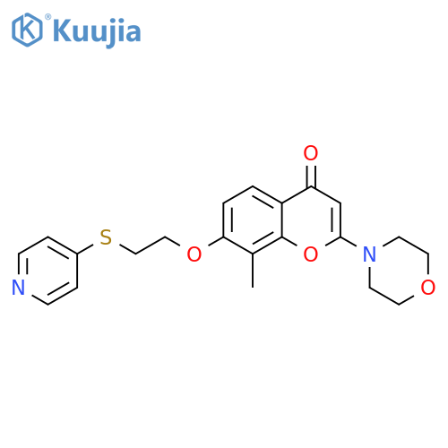 4H-1-Benzopyran-4-one,8-methyl-2-(4-morpholinyl)-7-[2-(4-pyridinylthio)ethoxy]- structure