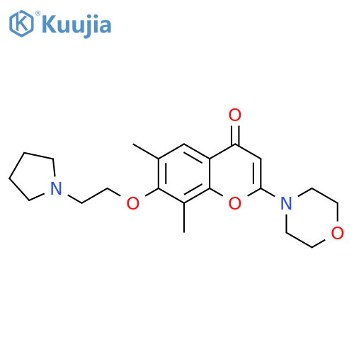 4H-1-Benzopyran-4-one,6,8-dimethyl-2-(4-morpholinyl)-7-[2-(1-pyrrolidinyl)ethoxy]- structure