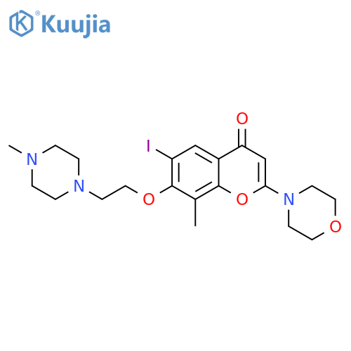 4H-1-Benzopyran-4-one,6-iodo-8-methyl-7-[2-(4-methyl-1-piperazinyl)ethoxy]-2-(4-morpholinyl)- structure