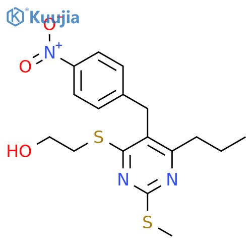 Ethanol,2-[[2-(methylthio)-5-[(4-nitrophenyl)methyl]-6-propyl-4-pyrimidinyl]thio]- structure