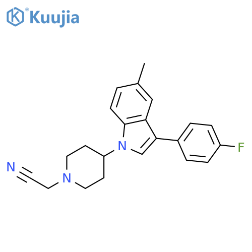 1-Piperidineacetonitrile, 4-[3-(4-fluorophenyl)-5-methyl-1H-indol-1-yl]- structure