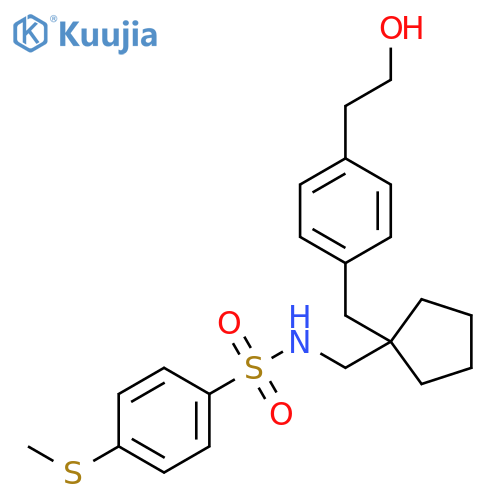 Benzenesulfonamide,N-[[1-[[4-(2-hydroxyethyl)phenyl]methyl]cyclopentyl]methyl]-4-(methylthio)- structure