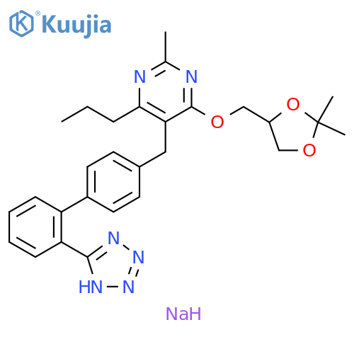 Pyrimidine, 4-[(2,2-dimethyl-1,3-dioxolan-4-yl)methoxy]-2-methyl-6-propyl-5-[[2'-(2H-tetrazol-5-yl)[1,1'-biphenyl]-4-yl]methyl]-, sodium salt (1:1) structure