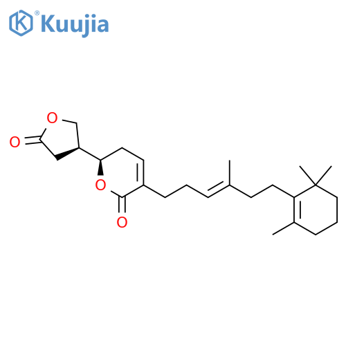 2H-Pyran-2-one, 5,6-dihydro-3-[(3E)-4-methyl-6-(2,6,6-trimethyl-1-cyclohexen-1-yl)-3-hexen-1-yl]-6-[(3S)-tetrahydro-5-oxo-3-furanyl]-, (6R)- structure