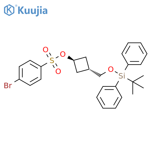 Benzenesulfonic acid, 4-bromo-, 3-[[[(1,1-dimethylethyl)diphenylsilyl]oxy]methyl]cyclobutyl ester, trans- (9CI) structure