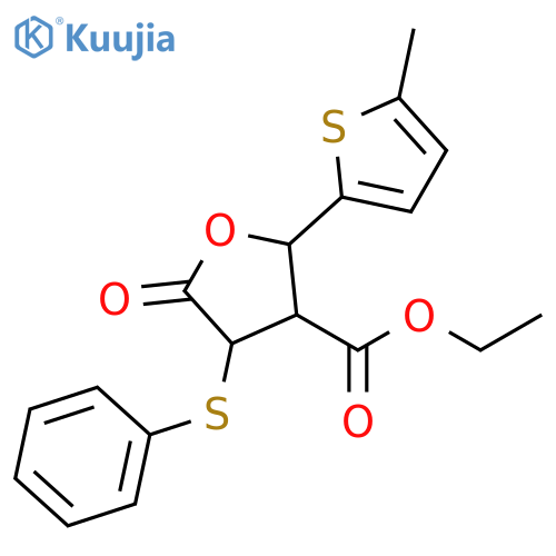 3-Furancarboxylic acid, tetrahydro-2-(5-methyl-2-thienyl)-5-oxo-4-(phenylthio)-, ethyl ester structure