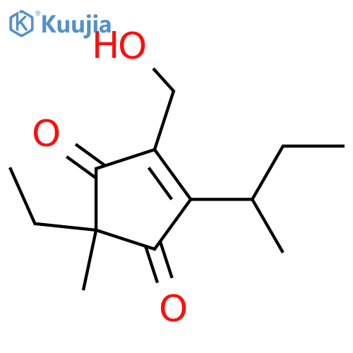 4-Cyclopentene-1,3-dione, 2-ethyl-4-(hydroxymethyl)-2-methyl-5-[(1R)-1-methylpropyl]-, (2R)-rel-(-)- structure