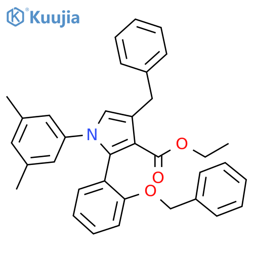 1H-Pyrrole-3-carboxylic acid, 1-(3,5-dimethylphenyl)-2-[2-(phenylmethoxy)phenyl]-4-(phenylmethyl)-, ethyl ester structure