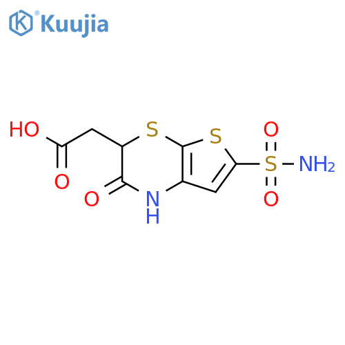 1H-Thieno[2,3-b][1,4]thiazine-3-acetic acid,6-(aminosulfonyl)-2,3-dihydro-2-oxo- structure
