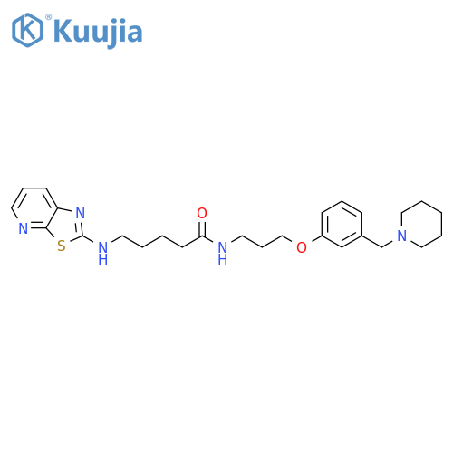 Pentanamide,N-[3-[3-(1-piperidinylmethyl)phenoxy]propyl]-5-(thiazolo[5,4-b]pyridin-2-ylamino)- structure