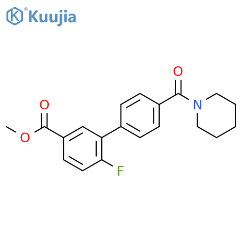 Methyl 4-fluoro-3-4-(piperidinocarbonyl)phenylbenzoate structure