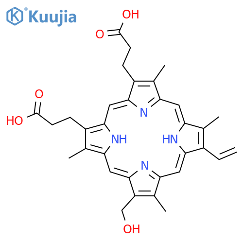21H,23H-Porphine-2,18-dipropanoic acid,12-ethenyl-7-(hydroxymethyl)-3,8,13,17-tetramethyl- structure