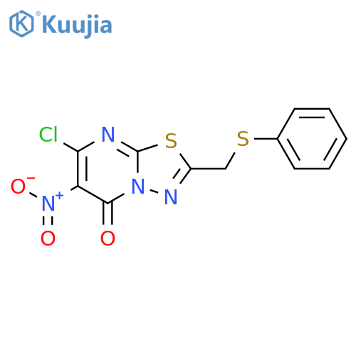 5H-1,3,4-Thiadiazolo[3,2-a]pyrimidin-5-one, 7-chloro-6-nitro-2-[(phenylthio)methyl]- structure