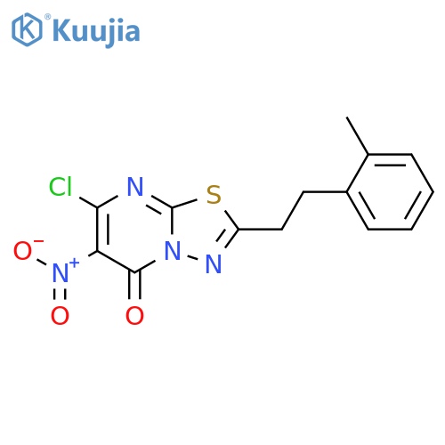 5H-1,3,4-Thiadiazolo[3,2-a]pyrimidin-5-one, 7-chloro-2-[2-(2-methylphenyl)ethyl]-6-nitro- structure