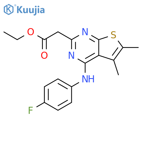 Thieno[2,3-d]pyrimidine-2-acetic acid, 4-[(4-fluorophenyl)amino]-5,6-dimethyl-, ethyl ester structure