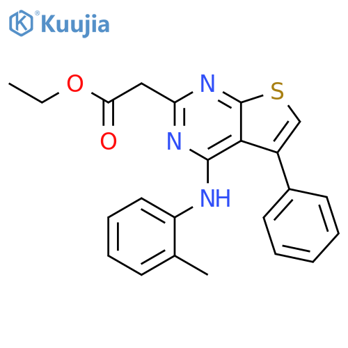 Thieno[2,3-d]pyrimidine-2-acetic acid, 4-[(2-methylphenyl)amino]-5-phenyl-, ethyl ester structure