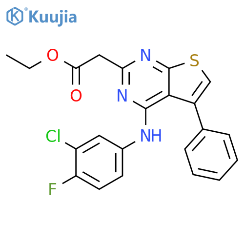 Thieno[2,3-d]pyrimidine-2-acetic acid, 4-[(3-chloro-4-fluorophenyl)amino]-5-phenyl-, ethyl ester structure