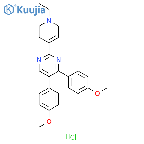 Pyrimidine, 2-(1-ethyl-1,2,3,6-tetrahydro-4-pyridinyl)-4,5-bis(4-methoxyphenyl)-, hydrochloride (1:1) structure