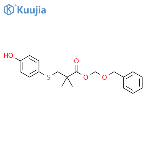 Propanoic acid, 3-[(4-hydroxyphenyl)thio]-2,2-dimethyl-, (phenylmethoxy)methyl ester structure