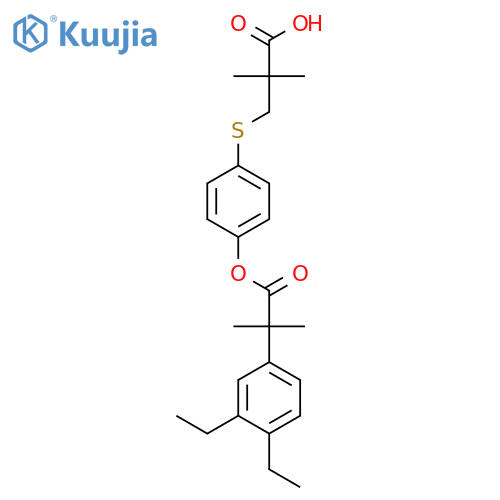 BENZENEACETIC ACID, 3,4-DIETHYL-ALPHA,ALPHA-DIMETHYL-, 4-[(2-CARBOXY-2-METHYLPROPYL)THIO]PHENYL ESTER structure