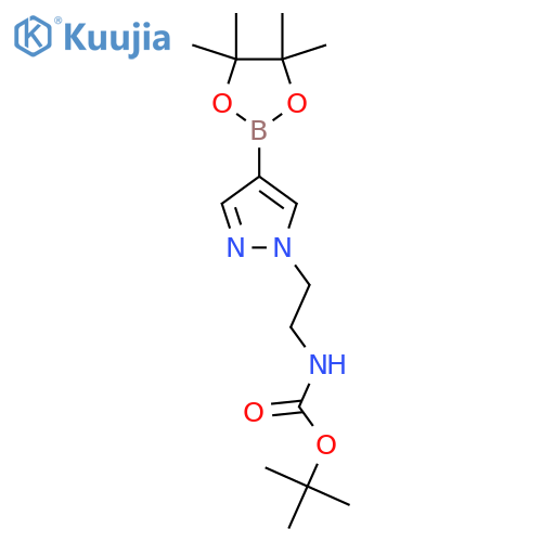 Tert-butyl N-[2-[4-(4,4,5,5-tetramethyl-1,3,2-dioxaborolan-2-yl)pyrazol-1-yl]ethyl]carbamate structure