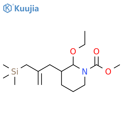 1-Piperidinecarboxylic acid, 2-ethoxy-3-[2-[(trimethylsilyl)methyl]-2-propen-1-yl]-, methyl ester structure