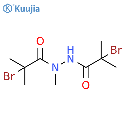 Propanoic acid, 2-bromo-2-methyl-, 2-(2-bromo-2-methyl-1-oxopropyl)-1-methylhydrazide structure